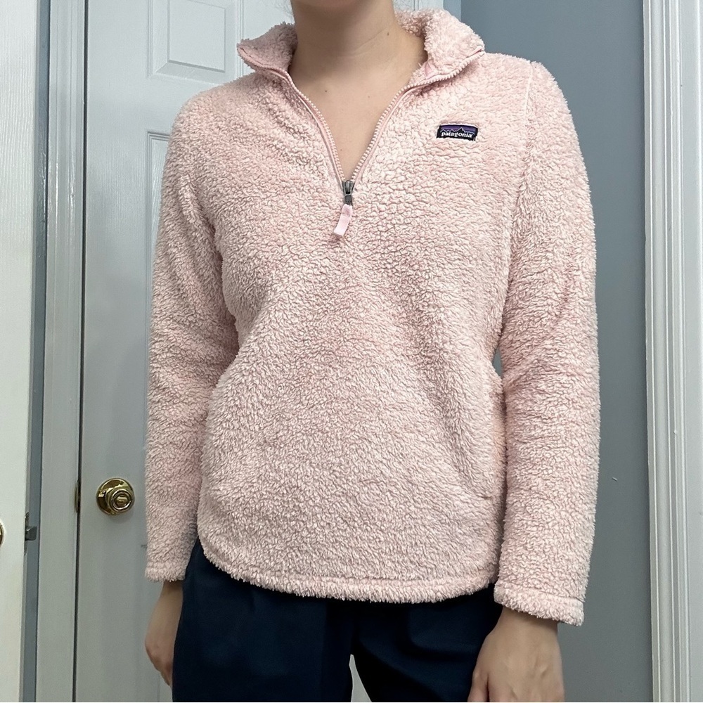 Patagonia Sweatshirt Pullover Fleece Teddy Pink Girl’s Size 14 Extra Large